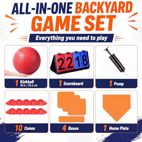 Jenaai 18 Pcs Kickball Set, 550G Upgraded Ball Set, Orange, 10 Inch - image 6