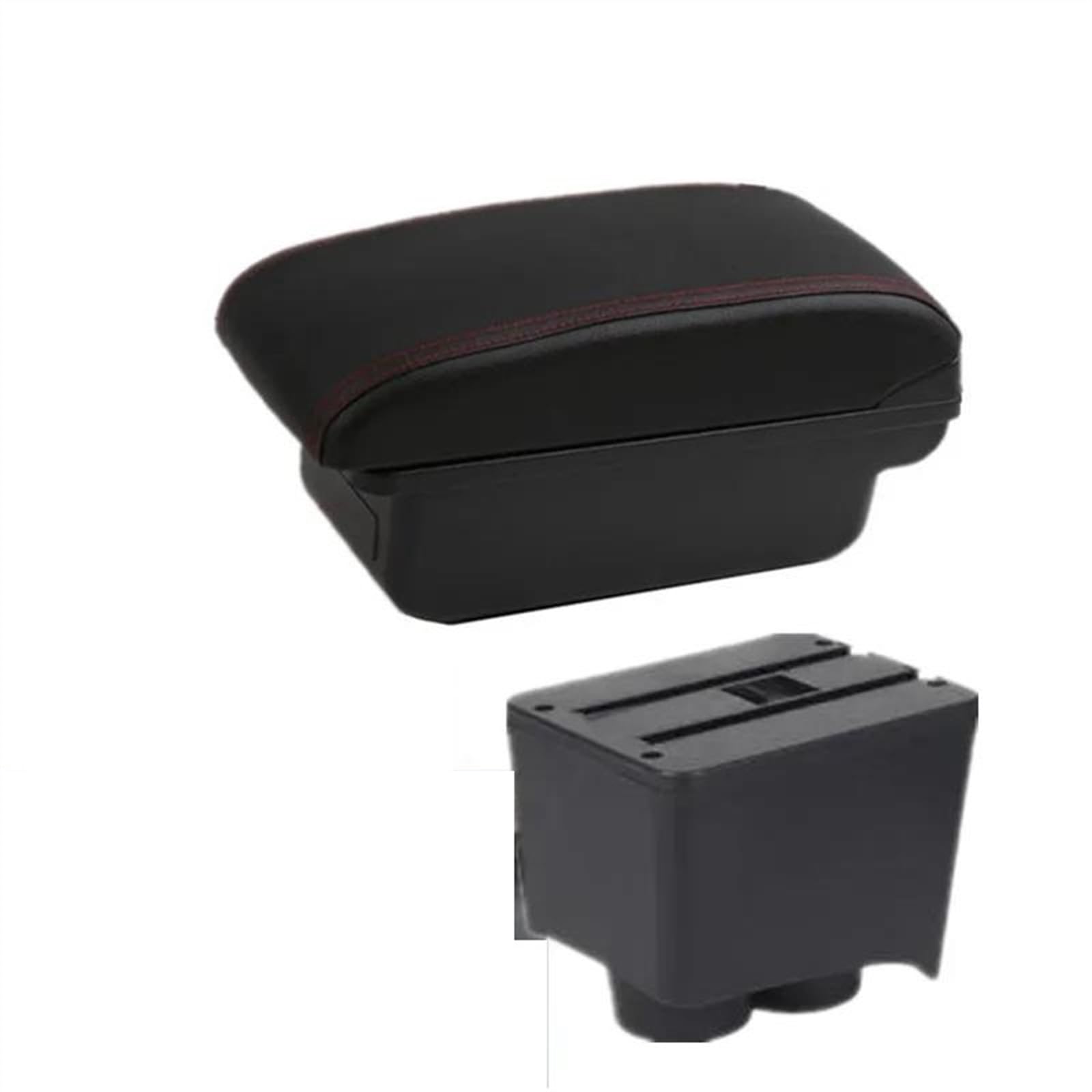 NOHEEU Car Armrest Box 2002-2009 Interior Retrofit Storage Accessories For Polo 9N 3 Mk4(A1 red line No USB)