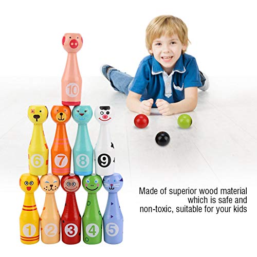 Estink Bowling Spielzeug, Kinder pädagogische Tier Bowling Flasche Ball Holz Bowling Spielzeug Outdoor-Spiel… – Bild 4
