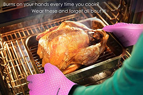 Image of KITCHEN PERFECTION XL Silicone Smoker Oven Gloves-Extreme Heat Resistant BBQ Gloves-Handle Hot Food Right on Your Grill Fryer&Pit|Waterproof Grilling Cooking Baking Mitts|Superior Value Set+3 Bonuses