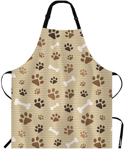 Delantal de cocina con diseño de pata de perro, huesos marrones y pata de cachorro, con diseño de pata de gato, delantales para cocinero,