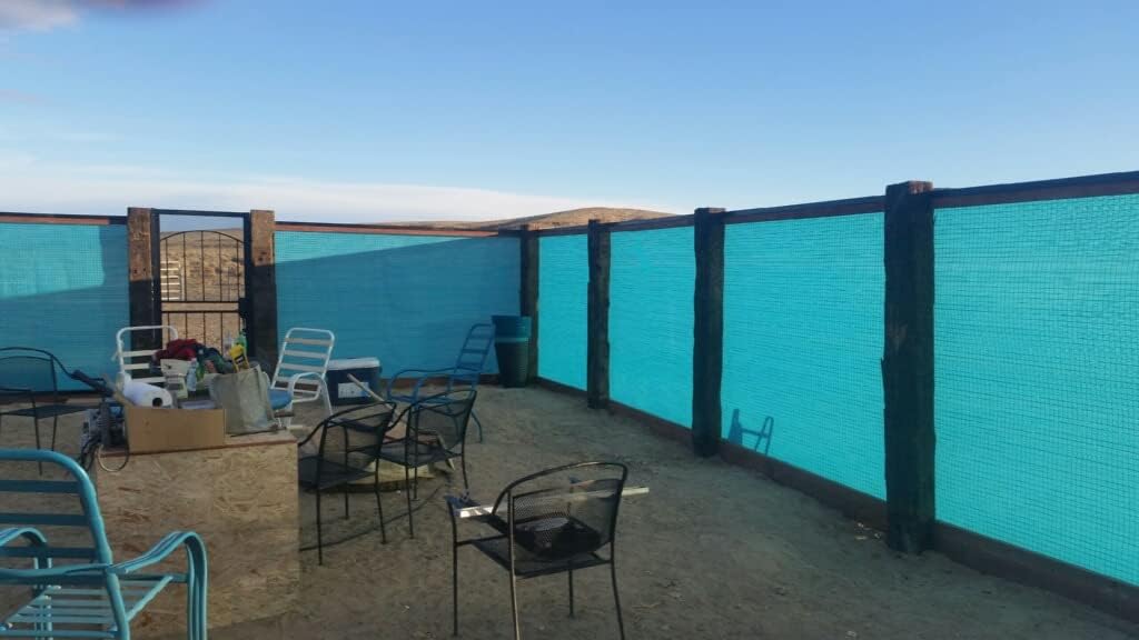 Ifenceview 7' x 44' Turquoise Fence Privacy Screen Fence Cover Panels Mesh Net for Construction Site Yard Driveway Garden Pergolas Gazebos Railing Canopy Awning 165 GSM