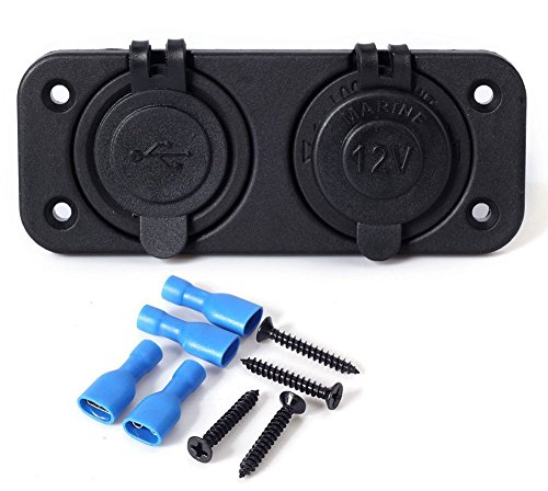 Carviya Motorcycle Car 12V Auto Truck Vehicle Cigarette Lighter Power Socket Splitter Charger Plate Panel Mount With Dual Usb Plug Adapter #TOP3