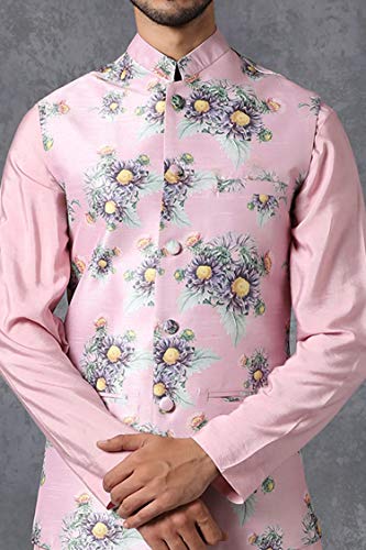 ELINA FASHION Men's Indian Raw Silk Kurta Pajama And Nehru Jacket (Waistcoat) || Wedding Ethnic Diwali Puja Set4