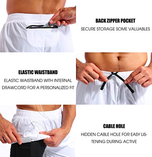 Image of Pudolla Men's 2 in 1 Running Shorts 5 inch Quick Dry Gym Athletic Workout Shorts for Men with Phone Pockets