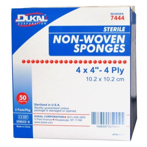 Dukal 7444 Clinisorb Non-Woven Sponges 4-Ply 4 Inch x 4 Inch; Sterile