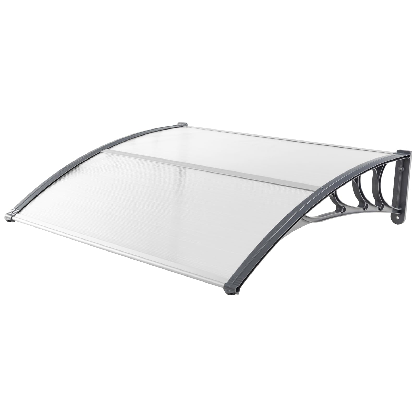 HOMASIS Marquesina para Puerta de Entrada, Toldo con UPF50+ Protección Solar, Tejadillo de Aluminio y policarbonato, Marquesina Transparente contra Lluvia, Nieve y Viento (122x99x28 cm, Transparente)