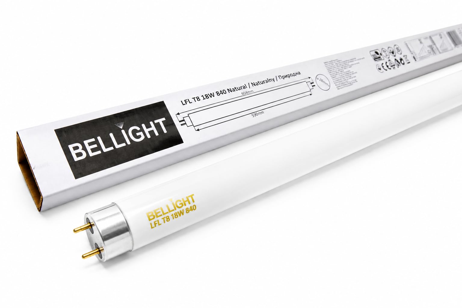 Pack 25x Tubo Fluorescente T8 18W | 4000K 840 Blanco Neutro | Casquillo G13 | 60cm Iluminación Profesional para Oficinas, Cocinas y Comercios sustituto Osram, Philips, Sylvania y otros.