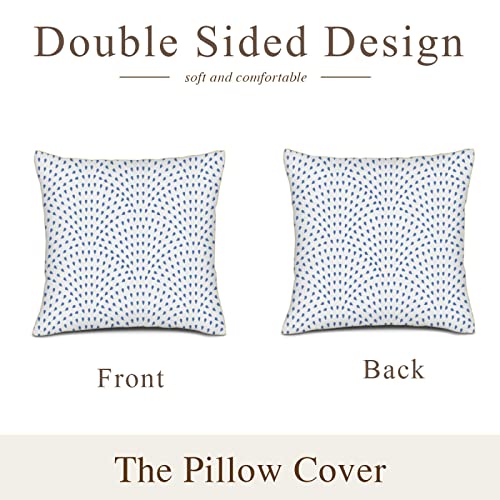 Glamosis Pillow Cover Fish Scale Fabric By The Yard, Blue Rain Water Drops On A White Background Abstract Wavy Pattern Print, Decorative Throw Pillows For Couch Bed Sofa Bedroom, Navy Blue 20X20Inch #TOP2
