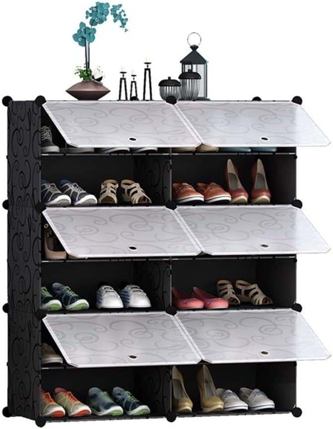 Free Standing Shoe Racks Shoe Closet Shoe Organizer, Rectangular Shoe Rack, Plastic Shoe Storage Rack, Indoor Hallway Storage Rack, Shoe Racks for Bedroom Closet Shoe Storage Rack (Brass)