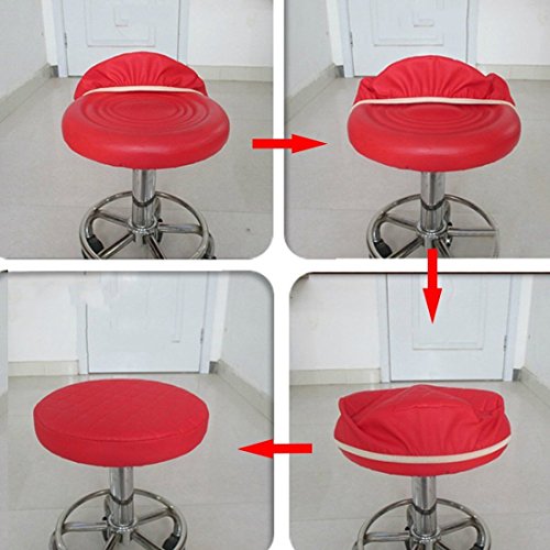 Sigmat 2 Pack Waterproof Pu Bar Stool Cover Anti-Slip Round Seat Cover 15.5 Inch Coffee #TOP4