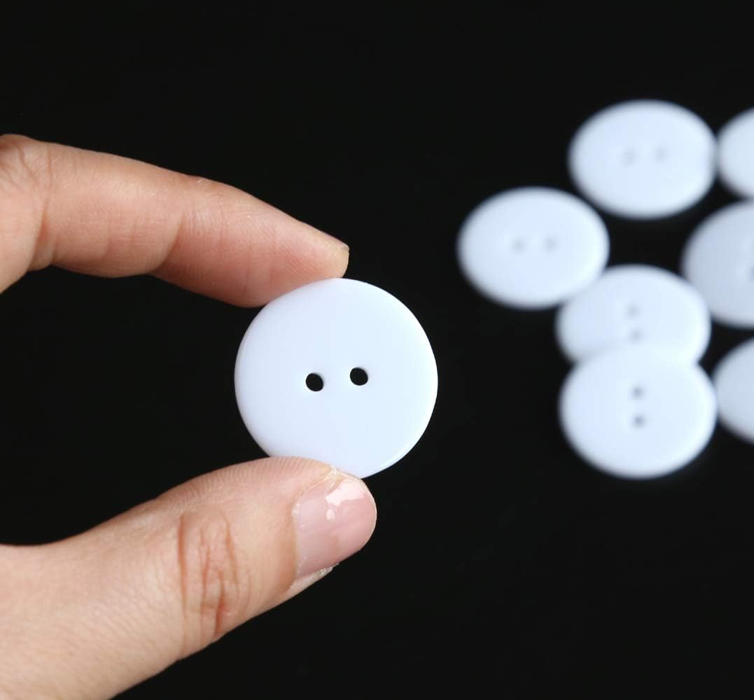 GANSSIA 1 Inch White Buttons Two Holes 25mm Resin Button for Sewing and Craft Pack of 100pcs : Arts, Crafts & Sewing