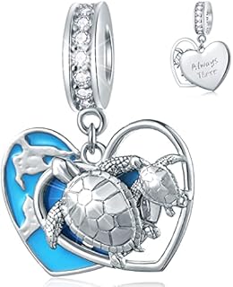 GLOWDAS 925 Sterling Silver Ocean Life Charms, Sea Turtles, Rose Gold Fish, Seahorse, Tropical Marine Life Dangle Beads, fit European Animal Bracelet, Gifts for Mothers Day/Valentines/Christmas