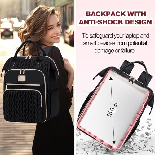 Otevan Lunch Backpack for Women,Work Backpack for Women, 15.6 inch Laptop Backpack with Lunch Bag,Teacher Nurse Insulated Lunchbox Backpack for Women, Black Upgrade, 24009 by Otevan - Used condition - Image 8