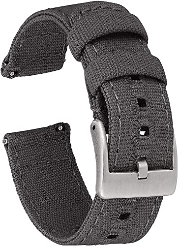 GadgetWraps 22mm Canvas Watch Band Strap with Quick Release Pins – Compatible with Fossil, Pebble, Samsung – 22mm Quick Release Watch Band (Grey, 22mm)