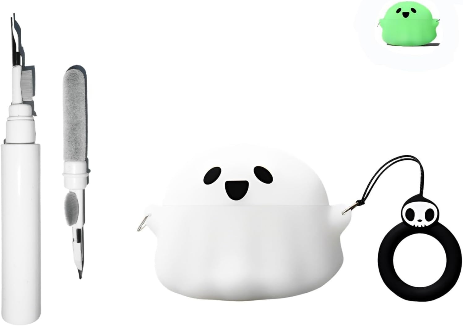 [3 in 1] TSVSXS Cute Case Compatible with Bose Ultra Open Earbuds with Keychain, Anime Silicone Ghost Protective Cover Bose Ultra Open for Kids with Cleaning Kit