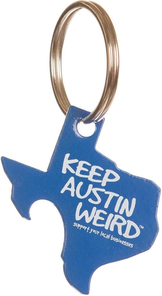 University Co-op Keep Austin Weird Bottle Opener Key Chain By Outhouse Designs (Blue)