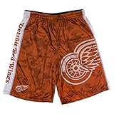 KLEW NHL Detroit Red Wings Bigロゴポリエステルショーツ、XXL、レッド
