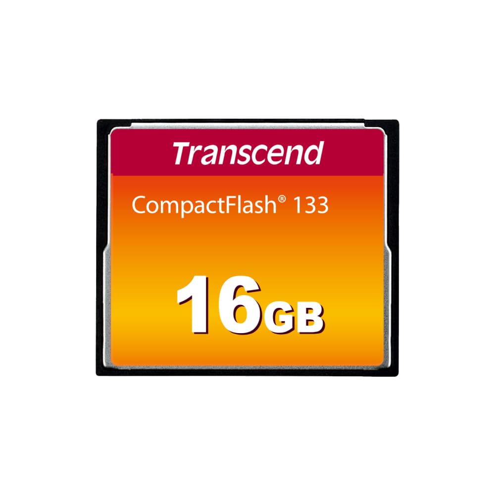 Transcend 16GB CompactFlash 133 Memory Card (CF Card) Up to 50/20 MB/s, Supports Ultra DMA transfer mode 4 with MLC NAND Flash ideal for entry-level DSLRs TS16GCF133
