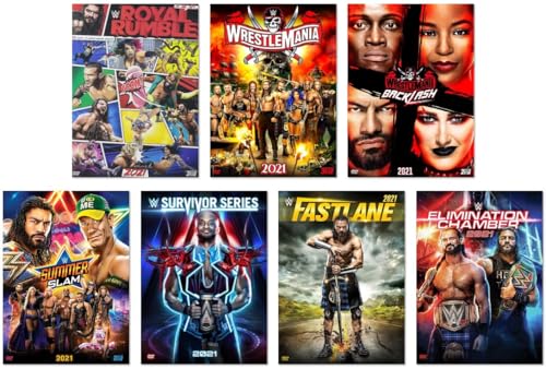 WWE: Ultimate 2021 7-Volume DVD Collection: Wrestlemania 37 / Wrestlemania Backlash / Royal Rumble / SummerSlam / Survivor Series / Fastlane / Elimination Chamber [12-Disc Set]