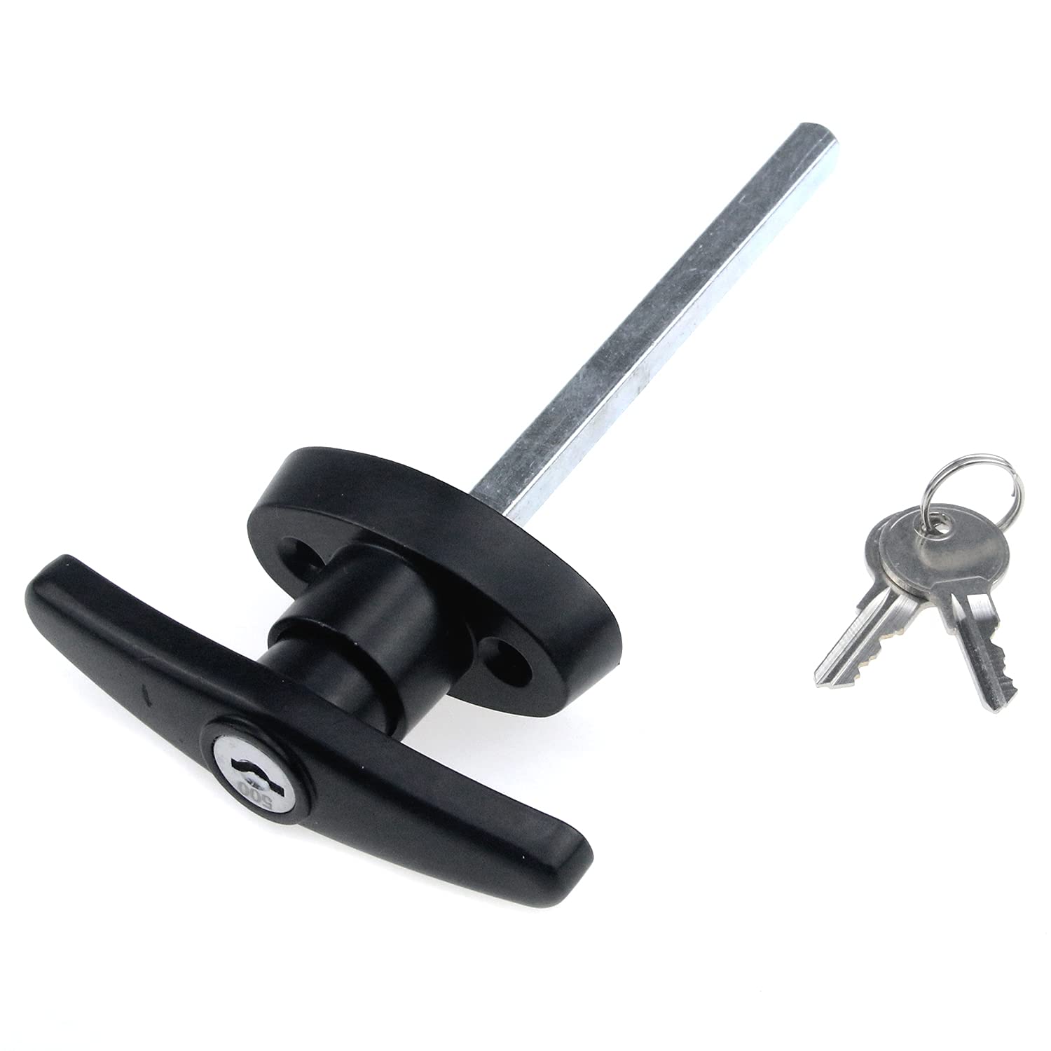 Antrader Replaceable Garage Door Shed Door Lock T-Shaped Handle Zinc Alloy Door Latch Diecast Construction Black Powder Coated Finish