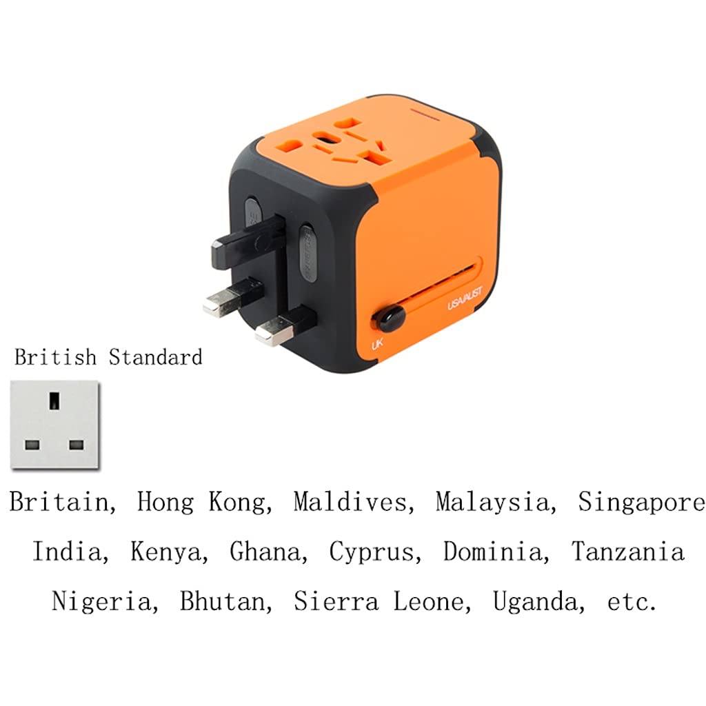 Przenośne podróże Międzynarodowy Gniazdo Konwersji do ładowania, Międzynarodowy Adapter do podróży, Adapter podróży z 2 Usb. Ładowarka (Color : A)