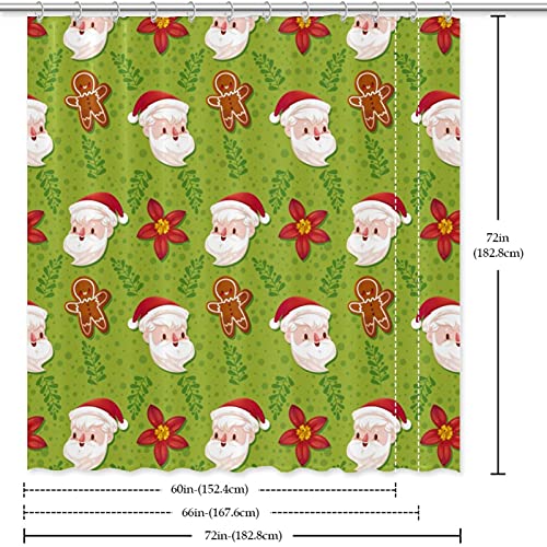 Rideau de douche Noël Père Noël motif saule vert rouge blanc avec crochets - 7