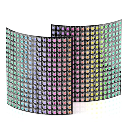 Image of SEZO 2 Pack LED Matrix WS2812B Panel RGB 5050SMD16x16 256 Pixels Digital Flexible Individually Addressable for Arduino LED Programmed Panel Screen Image Video Display Full Color Lighting DC5V
