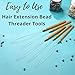 5 Wooden Hair Extensions Loop Needle Threader Wire Pulling Hook Tool for silicone microlink beads and feathers, Set of 5 for hair or feather extensions (5 Loop Tools)
