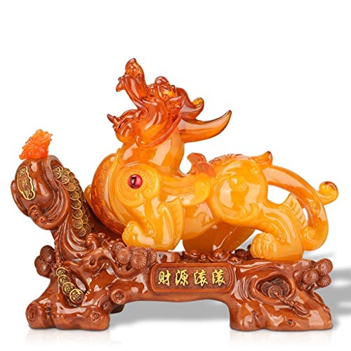 Statue Feng Shui Pi Xiu en résine dorée pour attirer la richesse