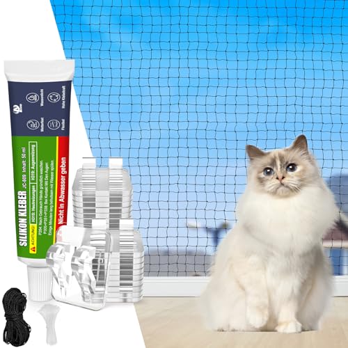 Aystkniet Filet Chat Balcon sans Percer Renforcé, 3×2M |4x2M |5×2M |6x2M |8x2M |10x2M |4x3M |6x3M |8x3M |10x3M |12x3M |16x3M Filet Protection Chat avec...