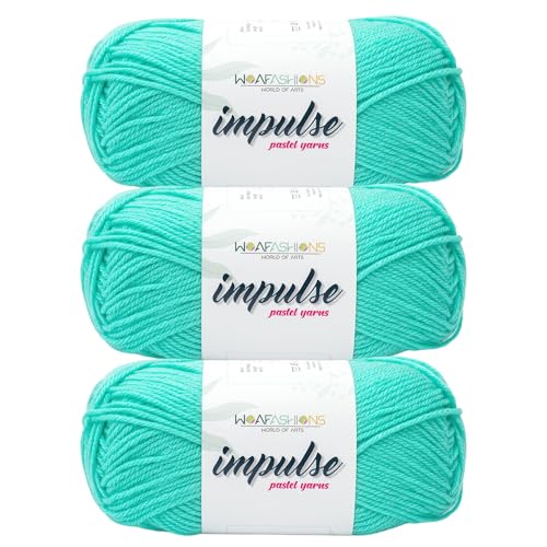 Image of WOAFashions Impulse Hand Knitting & Crochet Yarn, Premium Acrylic, 4 : Medium (Aqua) (3x100gms / 3.5oz / 200mtr / 218yds)