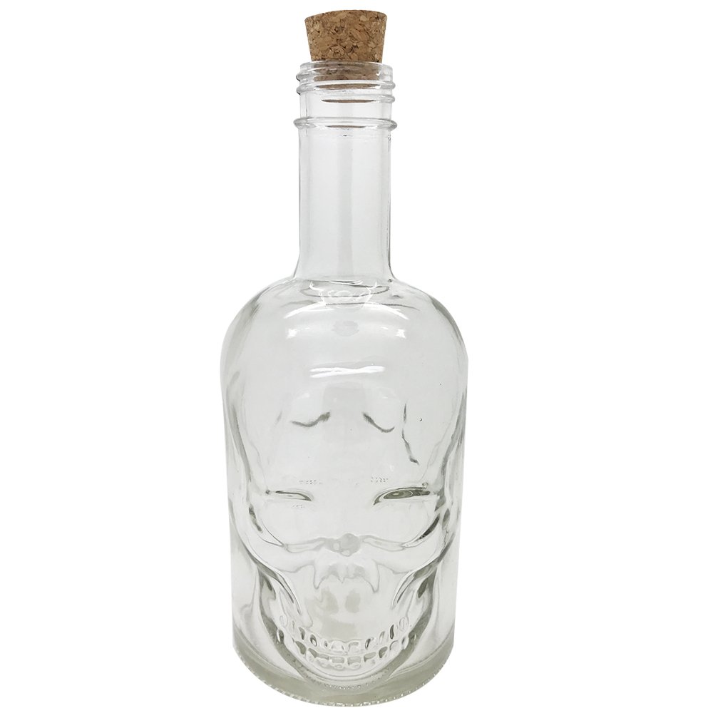 Novelty Glass Skull Face Decanter 25 Ounce Vodka Wine Bottle