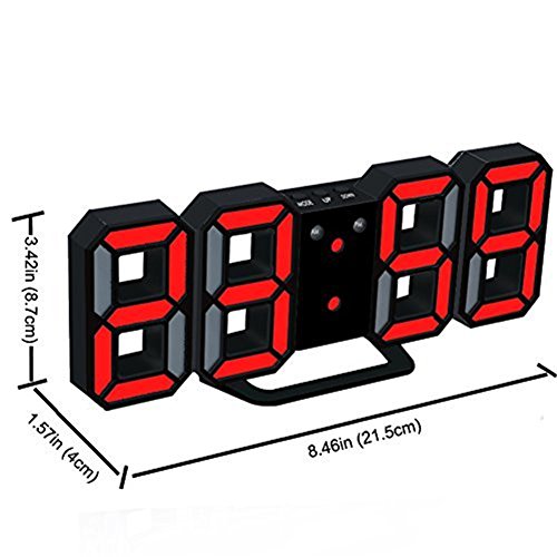 Trade® Led Desktop Alarm Clock With 3 Adjustable Brightness Levels Auto Dimmable Snooze Function Hanging Digital 3D Alarm Clock Plastic Clocks (Red) #TOP1