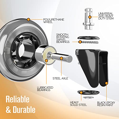 Houseables Office Chair Wheels, Rollerblade Casters, Roller Blade Wheel, 5 Pk, 3”, Rubber, Polyurethane, Rolling Chairs, Furniture Replacement Accessories, For Gaming, Desk, Hardwood Floors, Carpet #TOP4