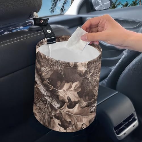 Image of Dead Branch LeavesTrash Bag, Car Trash Can - Cute, Portable, Collapsible for Back Seat, Floor, Hanging Headrest Waste Basket - Auto Garbage Accessory