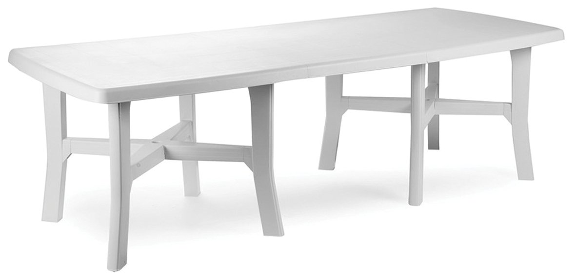 Mesa de exterior extensible rectangular, Made in Italy, 160x100x72 cm (cerrada), Color blanco