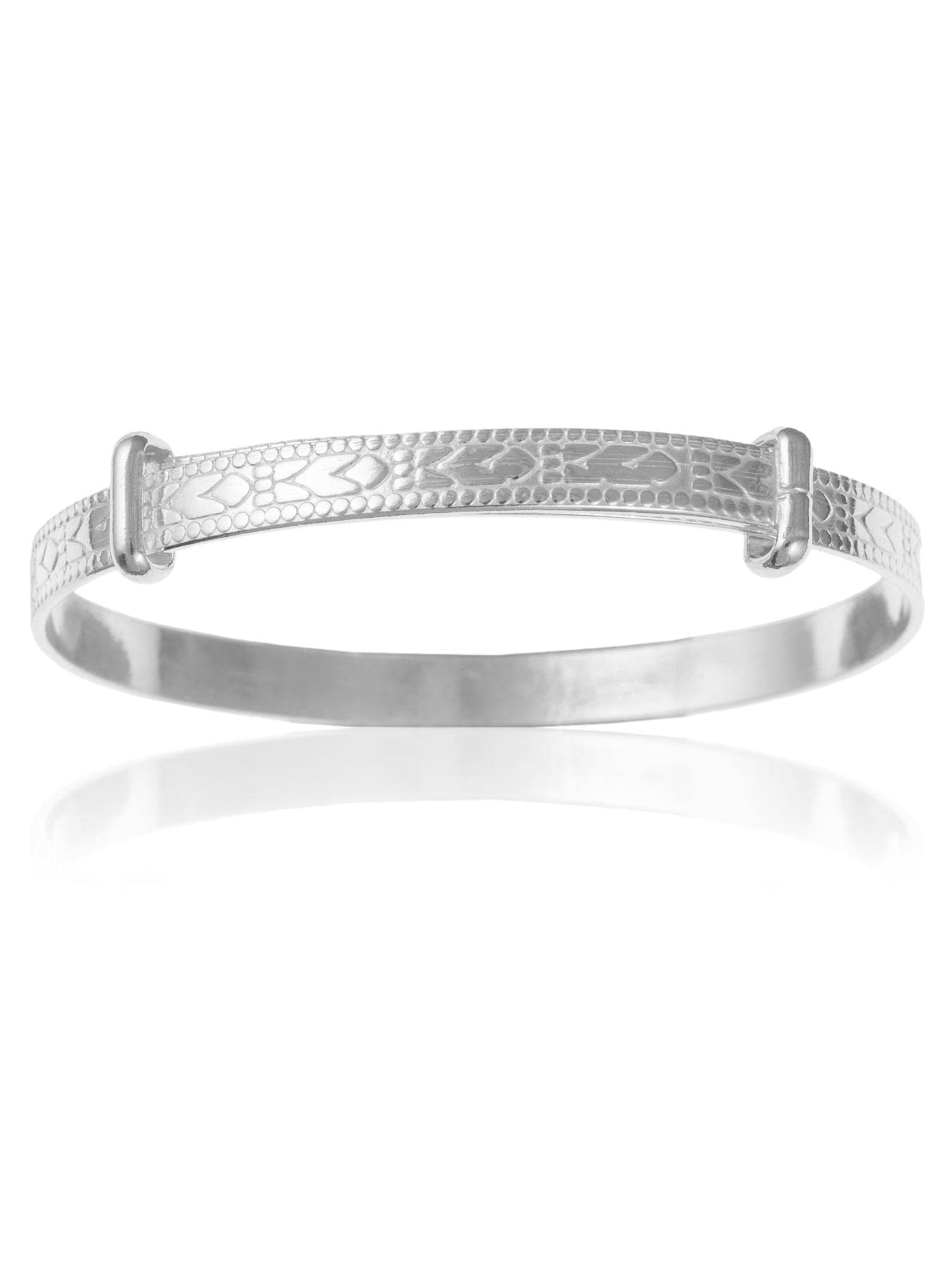Braccialetto per bambino con rilievo, espandibile, rigido in argento Sterling 925 – disponibile in 3 misure – Scatola/sacchetto regalo, Argento, colore: Large - Baby, cod. BN27207ID-LL-BANG