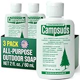 CONCENTRATED CAMPSUDS Outdoor Soap - Environmentally Conscious Camping Soap - Hiking & Camping Supplies - Camp Soap Backpacking Soap Travel Soap - Camping Gear Must Haves - 3 Bottles, 2 Fl Oz Each