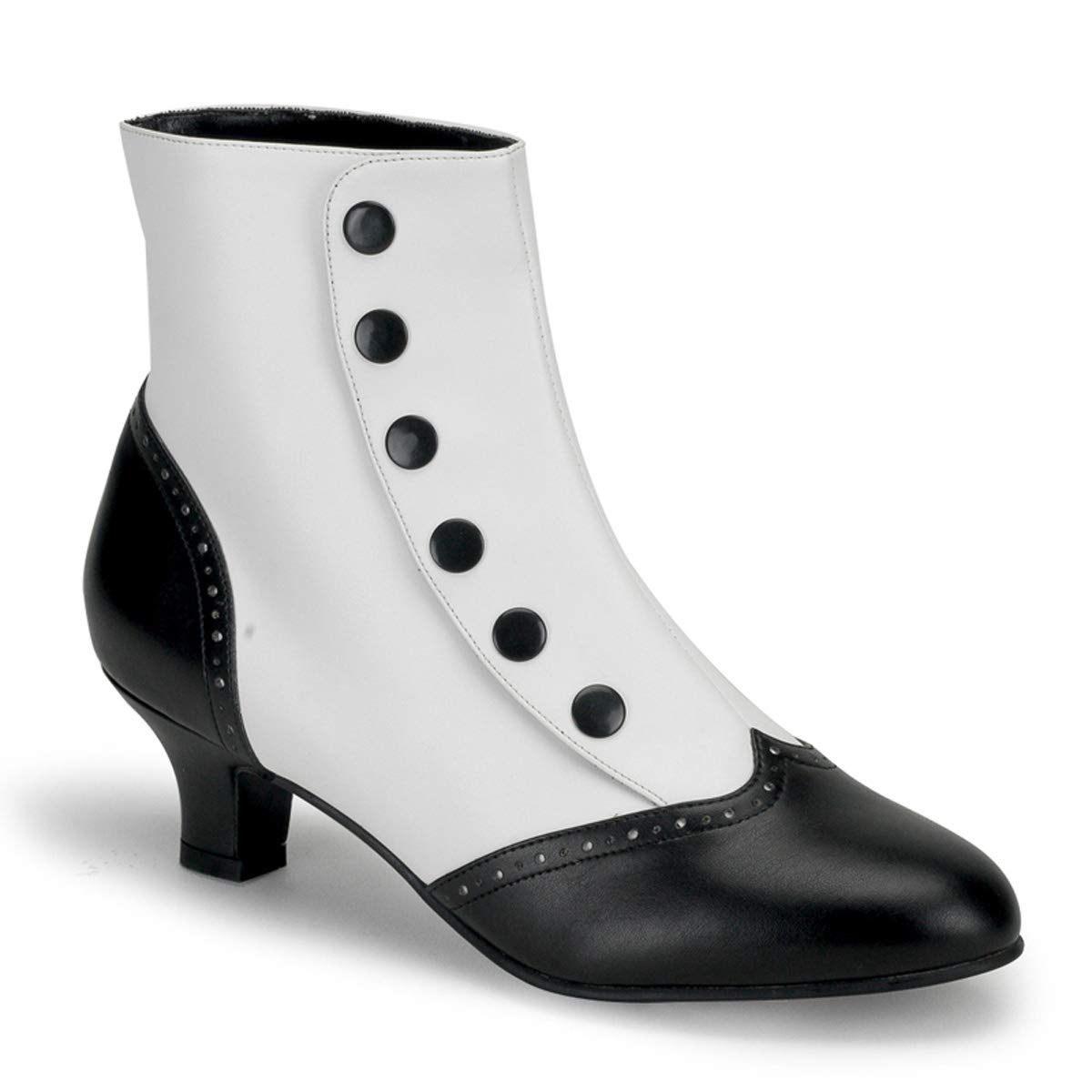 Pleaser Women's Flora-1023 Ankle Boot,White/Black,7 M US