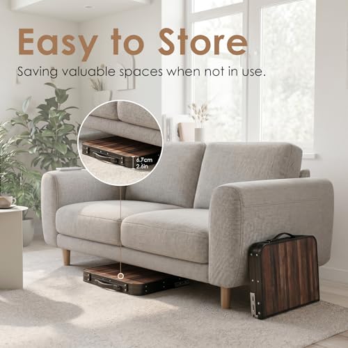 Image of Folding TV Dinner Tray Table, Adjustable Height Sofa Snack Table