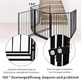 UISEBRT Kaminschutzgitter Baby 305cm – Stabil Faltbar Kinderschutzgitter mit Tür Schwarz Ofenschutzgitter Schutzgitter Laufgitter Türschutzgitter aus 5 element - 3