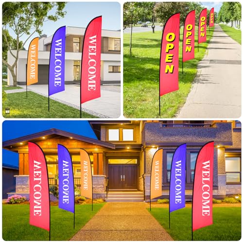 Drapeau plume publicitaire bleu de 3,7 m pour impression sublimation extérieure