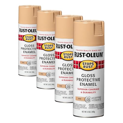 Image of Rust-Oleum 7771830 Stops Rust Spray Paint, 12 oz, Gloss Sand (Pack of 4)