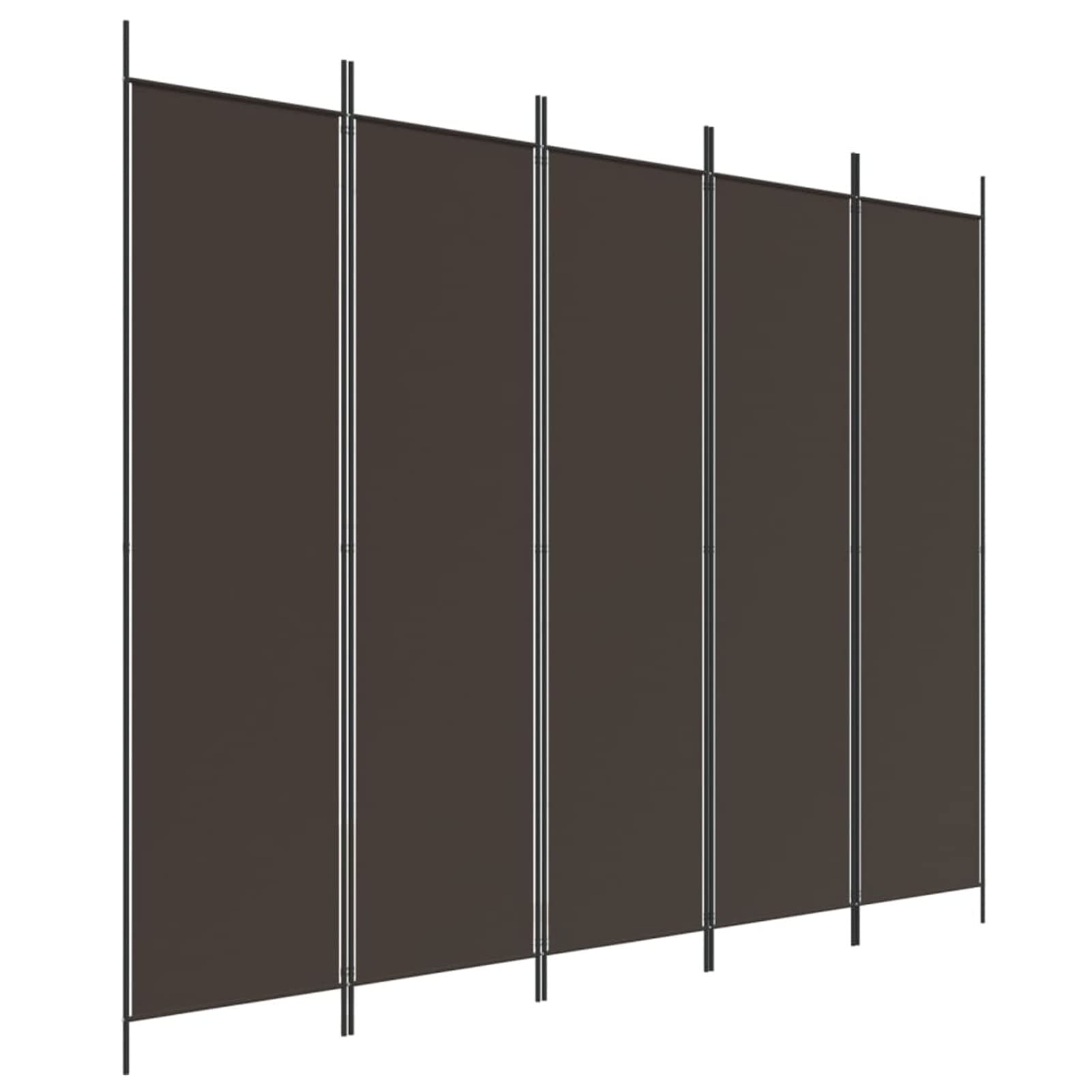 Homgoday Paravent de Séparation en Tissu 5 Panneaux - Marron - 250x200 cm - Respirant et Pliable