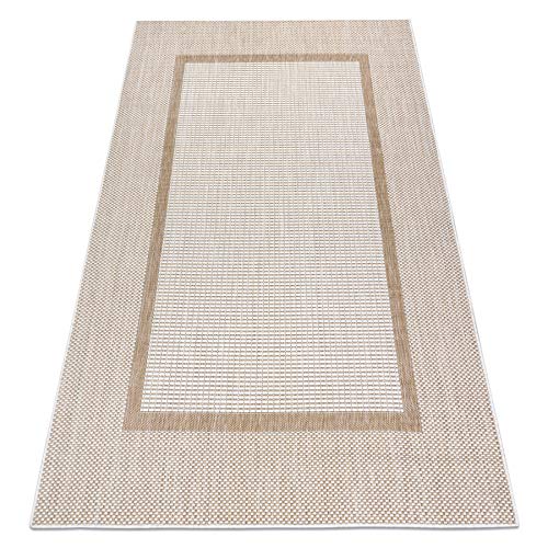 Tapis SISAL SION Intérieur & Extérieur, Haute qualité, Tissage à Plat, pour Chambre / terrasse / Balcon, écru / Beige 120x170 cm Cover