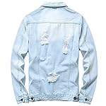 LAMKUKU Mens Denim Jacket Ripped Slim Jean Jacket Coat for Men - Image 2
