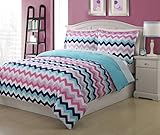 Twin Microfiber Kids Chevron Bedding Comforter Set