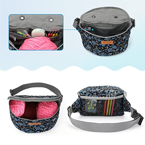 Image of Yarn Crossbody Waist bag Small Yarn Storage Organizer for Yarn Skeins-Organizer for Crochet Hooks and Accessories