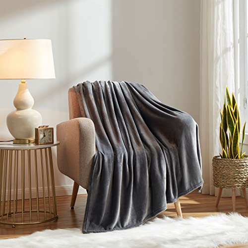 KMUSET Fleece Blanket Dark Grey Queen Size Lightweight Cozy Plush Microfiber Bed Blanket Factory Shop